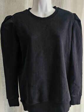 Shrunken puff sleeve Fleece Sweatshirt  Black Size M NWOT
